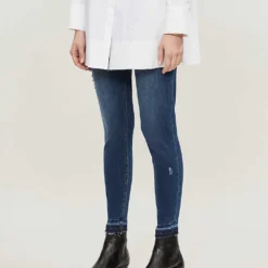 Spanx Distressed Skinny High-rise Stretch-denim Jeans -Outlet Pique Style Store 1094 3006587 20203R MIDWASHBLUE M