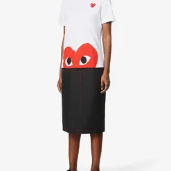 Comme Des Garçons Play Big Heart-appliqué Cotton-jersey T-shirt -Outlet Pique Style Store 143 2000022 P1T034 WHITE ALT01