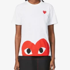 Comme Des Garçons Play Big Heart-appliqué Cotton-jersey T-shirt -Outlet Pique Style Store 143 2000022 P1T034 WHITE ALT02