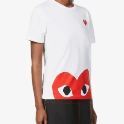 Comme Des Garçons Play Big Heart-appliqué Cotton-jersey T-shirt -Outlet Pique Style Store 143 2000022 P1T034 WHITE ALT04