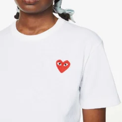 Comme Des Garçons Play Big Heart-appliqué Cotton-jersey T-shirt -Outlet Pique Style Store 143 2000022 P1T034 WHITE ALT05
