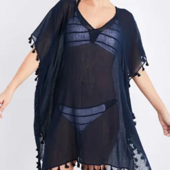 Seafolly Amnesia Crinkled-cotton Kaftan -Outlet Pique Style Store 186 3000714 52162 INDIGO ALT03