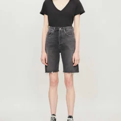 Paige Zaya V-neck Cotton And Modal-blend T-shirt -Outlet Pique Style Store 188 3002369 5008E886260 FADEDBLACK ALT01