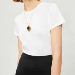 Vince Essential Round-neck Pima Cotton T-shirt -Outlet Pique Style Store 197 3004397 VR59183107 OPTICWHITE ALT03