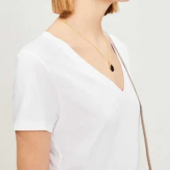 Vince V-neck Cotton-jersey T-shirt -Outlet Pique Style Store 197 3004397 VR59283148 OPTICWHITE ALT03