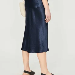 Vince Flared High-rise Crushed Satin Midi Skirt -Outlet Pique Style Store 197 3004397 VR68530354 COASTAL ALT02