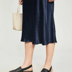 Vince Flared High-rise Crushed Satin Midi Skirt -Outlet Pique Style Store 197 3004397 VR68530354 COASTAL ALT03