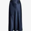 Vince Flared High-rise Crushed Satin Midi Skirt