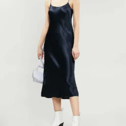 Vince Sleeveless Satin Slip Midi Dress -Outlet Pique Style Store 197 3004397 VR68551013 COASTAL ALT01