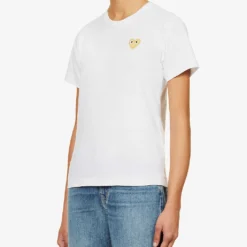 Comme Des Garçons Play Heart-embroidered Cotton T-shirt -Outlet Pique Style Store 236 2000022 P1T215 S WHITE ALT02