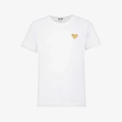 Comme Des Garçons Play Heart-embroidered Cotton T-shirt