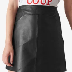Whistles Leather Mini Skirt -Outlet Pique Style Store 501 10019 019250 BLACK ALT02