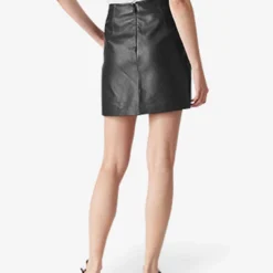Whistles Leather Mini Skirt -Outlet Pique Style Store 501 10019 019250 BLACK ALT03