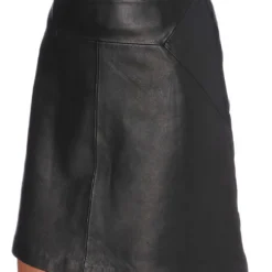 Whistles Leather Mini Skirt -Outlet Pique Style Store 501 10019 019250 BLACK ALT04