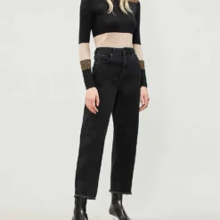 Whistles Barrel-leg High-rise Jeans -Outlet Pique Style Store 501 10019 028812 BLACK ALT01