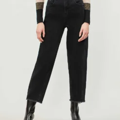 Whistles Barrel-leg High-rise Jeans -Outlet Pique Style Store 501 10019 028812 BLACK M