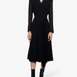 Sandro Blazer-style Woven Midi Dress -Outlet Pique Style Store 786 10081 SFPRO00726 BLACK ALT01