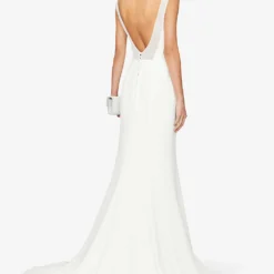 Whistles Mia Square-neck Crepe Wedding Gown 9 Whistles Mia Square-neck Crepe Wedding Gown -Outlet Pique Style Store R00109042 CREAM ALT03