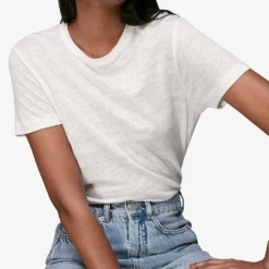 Whistles Ultimate Linen T-shirt -Outlet Pique Style Store R03041111 WHITE ALT03