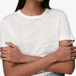 Whistles Ultimate Linen T-shirt -Outlet Pique Style Store R03041111 WHITE ALT04