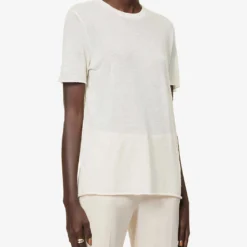 Joseph Round-neck Cashmere T-shirt -Outlet Pique Style Store R03658517 IVORY ALT02