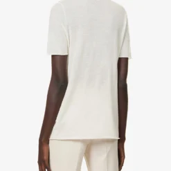 Joseph Round-neck Cashmere T-shirt -Outlet Pique Style Store R03658517 IVORY ALT03