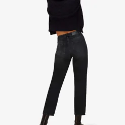 Whistles Hollie Straight-leg High-rise Organic-cotton Jeans -Outlet Pique Style Store R03703607 BLACK ALT02