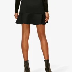 Whistles Peplum High-waist Stretch-woven Mini Skirt -Outlet Pique Style Store R03711773 BLACK ALT02