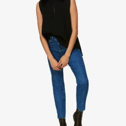 Whistles Authentic Slim-leg High-rise Cropped Organic-denim Jeans -Outlet Pique Style Store R03731068 BLUE ALT03
