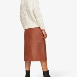 Whistles High-waisted Leather Midi Skirt 7 Whistles High-waisted Leather Midi Skirt -Outlet Pique Style Store R03731760 TAN ALT02