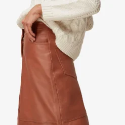 Whistles High-waisted Leather Midi Skirt 8 Whistles High-waisted Leather Midi Skirt -Outlet Pique Style Store R03731760 TAN ALT03