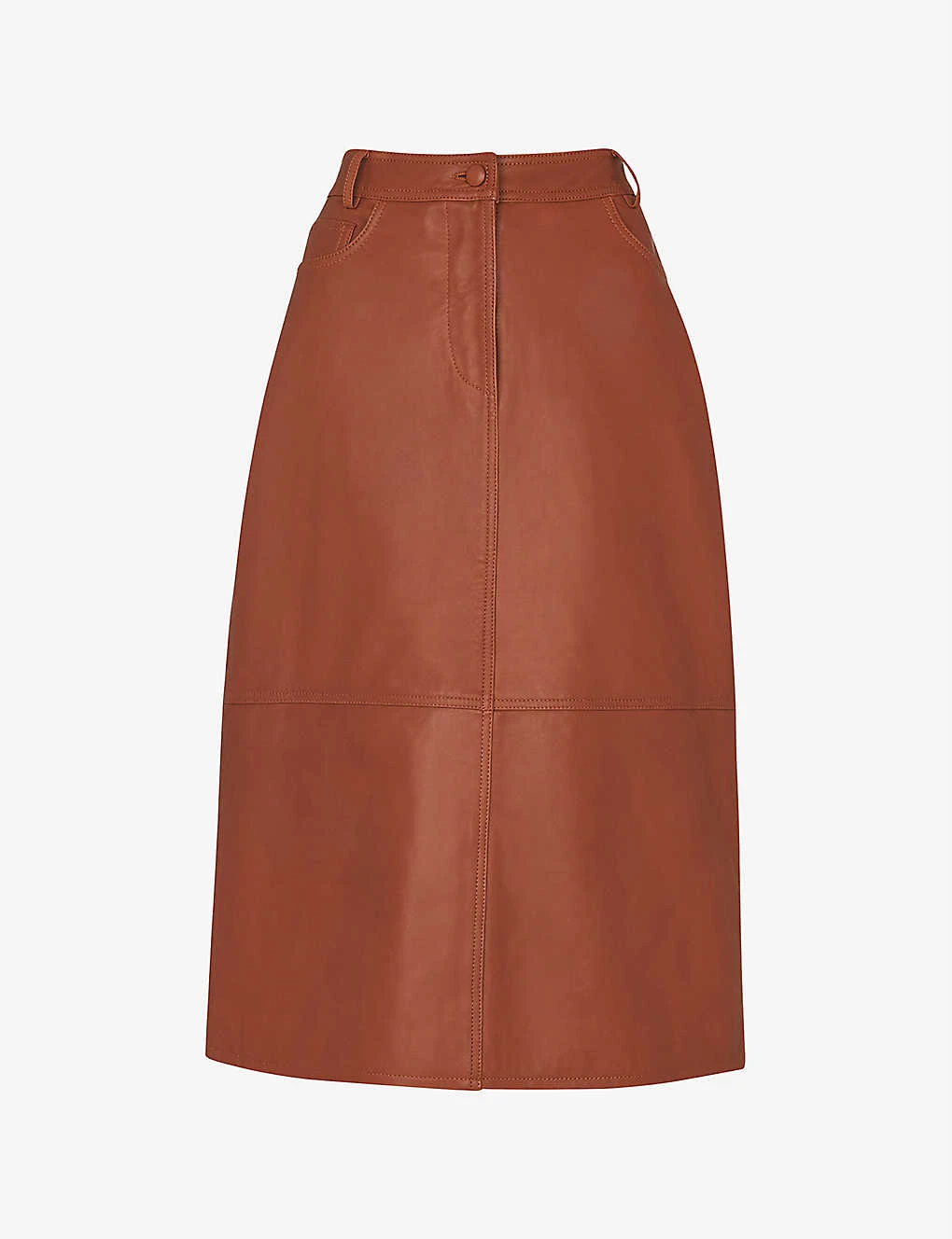 Whistles High-waisted Leather Midi Skirt 1 Whistles High-waisted Leather Midi Skirt