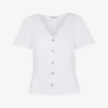 Whistles V-neck Button Placket Cotton T-shirt