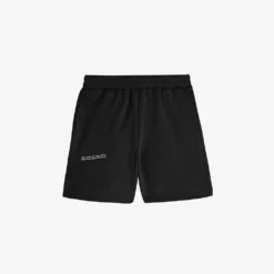 Text-print Mid-rise Recycled And Organic Cotton-blend Shorts