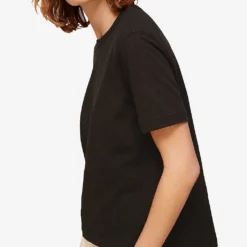 Whistles Emily Ultimate Cotton T-shirt -Outlet Pique Style Store R03753953 BLACK ALT02