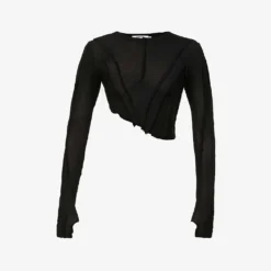 Asymmetric Long-sleeved Upcycled-jersey Top