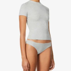 Round-neck Stretch-cotton T-shirt 7 Round-neck Stretch-cotton T-shirt -Outlet Pique Style Store R03766867 S LIGHTHEATHERGREY ALT02