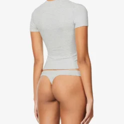 Round-neck Stretch-cotton T-shirt 8 Round-neck Stretch-cotton T-shirt -Outlet Pique Style Store R03766867 S LIGHTHEATHERGREY ALT03