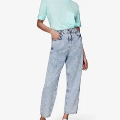 Whistles Patch-pocket Relaxed-fit Linen T-shirt -Outlet Pique Style Store R03771120 TURQUOISE ALT01