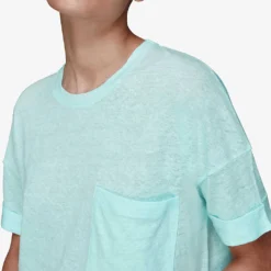 Whistles Patch-pocket Relaxed-fit Linen T-shirt -Outlet Pique Style Store R03771120 TURQUOISE ALT04