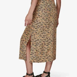 Whistles Bark-print Woven Midi Skirt -Outlet Pique Style Store R03771308 MULTICOLOURED ALT02