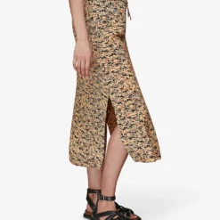 Whistles Bark-print Woven Midi Skirt -Outlet Pique Style Store R03771308 MULTICOLOURED ALT03