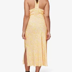 Whistles Safari-print Satin Midi Dress -Outlet Pique Style Store R03776759 YELLOW ALT02