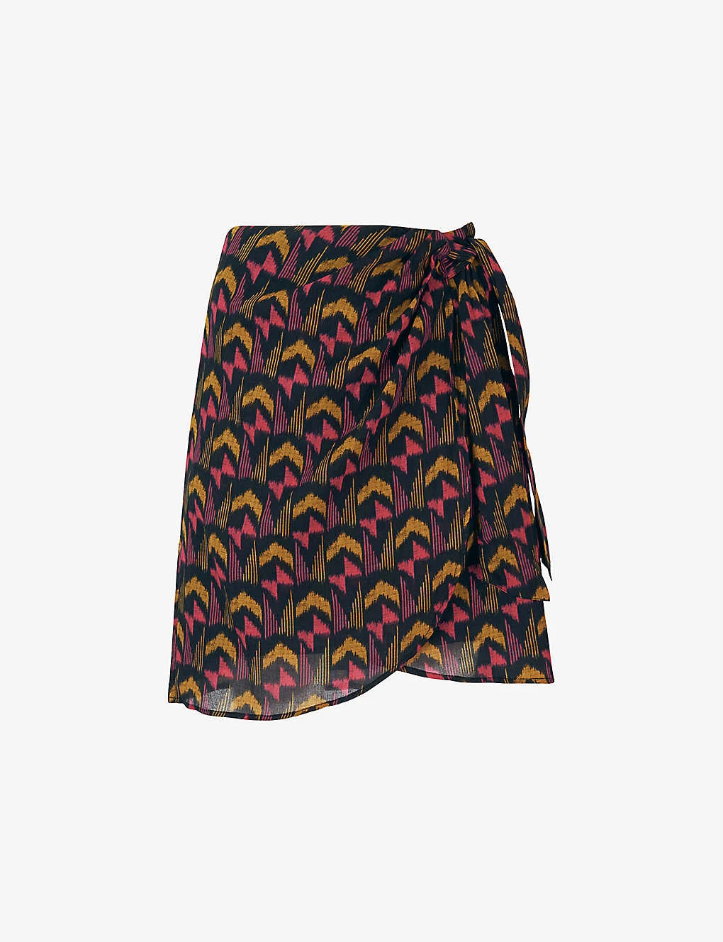 Whistles Ikat-print Wrap-front Cotton Mini Skirt 1 Whistles Ikat-print Wrap-front Cotton Mini Skirt