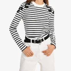 CLAUDIE PIERLOT Trocadero Striped Stretch-woven Top -Outlet Pique Style Store R03786968 NATURELS ALT02