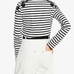 CLAUDIE PIERLOT Trocadero Striped Stretch-woven Top -Outlet Pique Style Store R03786968 NATURELS ALT03