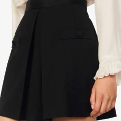 Sandro Hugo High-rise Woven Shorts -Outlet Pique Style Store R03787608 NOIRGRIS ALT04