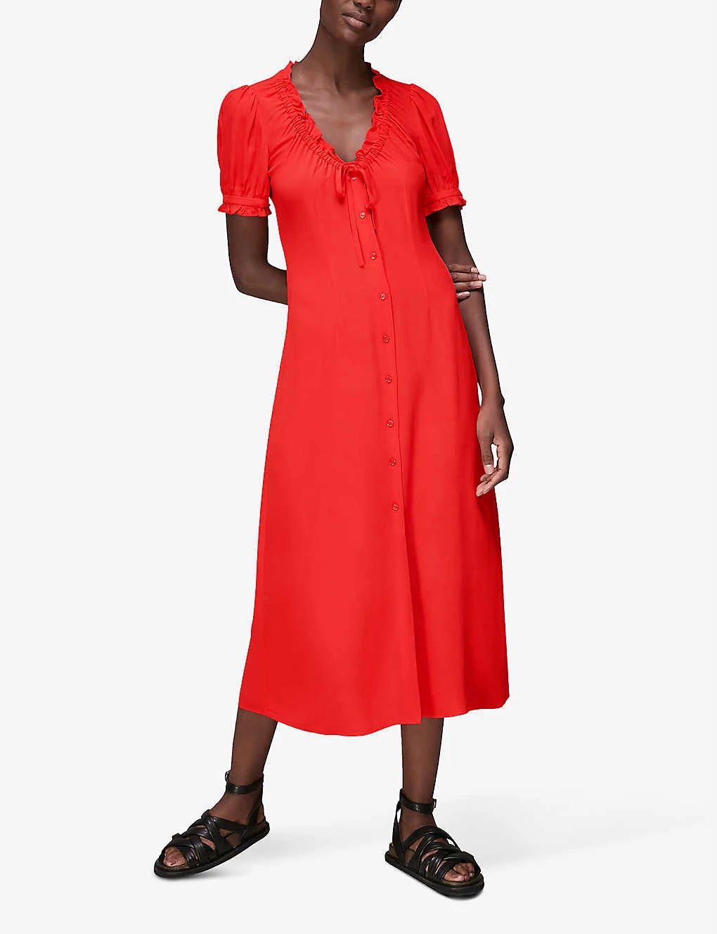 Whistles Ada Ruched-detail Midi Dress 2 Whistles Ada Ruched-detail Midi Dress - Image 2