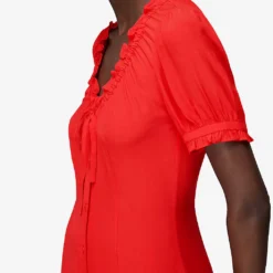 Whistles Ada Ruched-detail Midi Dress 8 Whistles Ada Ruched-detail Midi Dress -Outlet Pique Style Store R03802093 RED ALT03