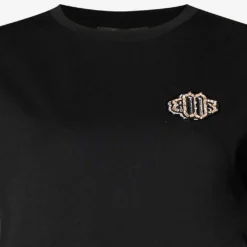 Maje Logo- Embroidered Cotton-jersey T-shirt -Outlet Pique Style Store R03802228 NOIRGRIS ALT02